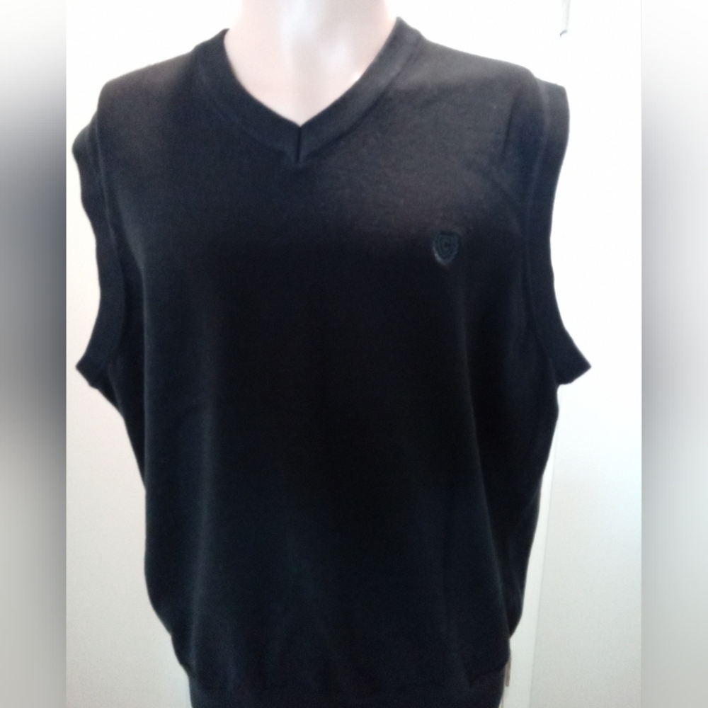 2-$10... Chaps V-neck Black Sweater Vest Mens Size XL
